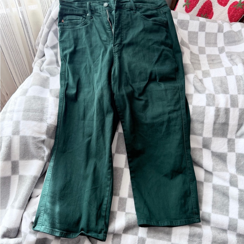 Judy Blue Jeans - Teal High Waist Tummy Control Garment Dye Wide Leg Crop